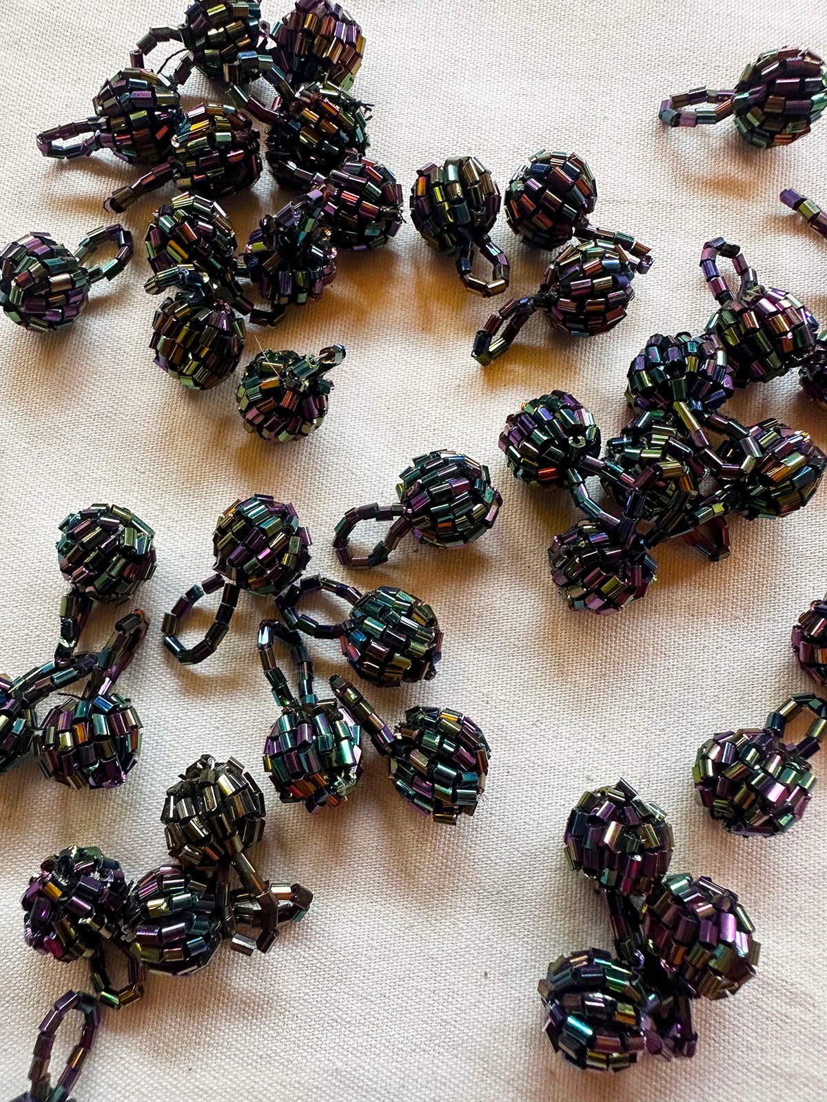 Peacock Irridscent Beaded Ball Buttons Per Button - L'Etoffe Fabrics LLC