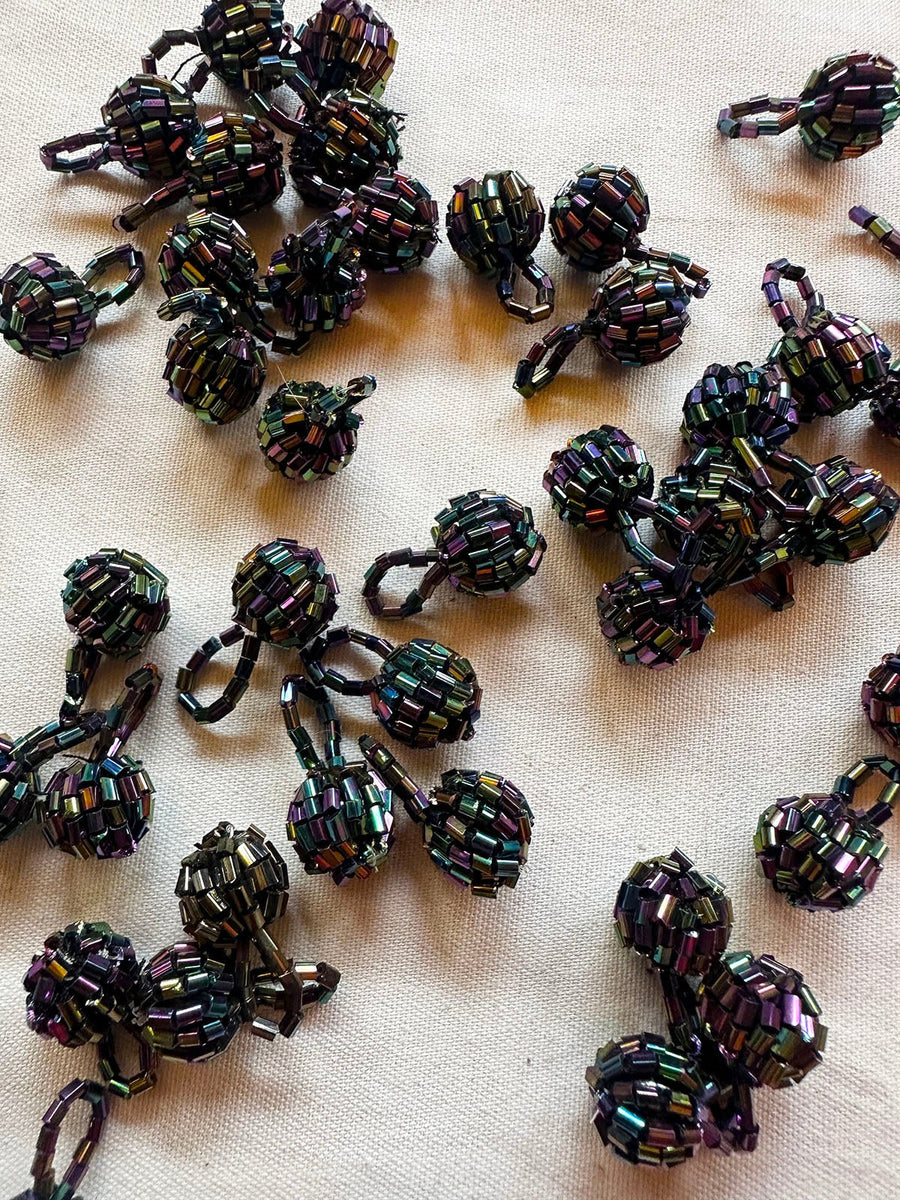 Peacock Irridscent Beaded Ball Buttons Per Button - L'Etoffe Fabrics LLC