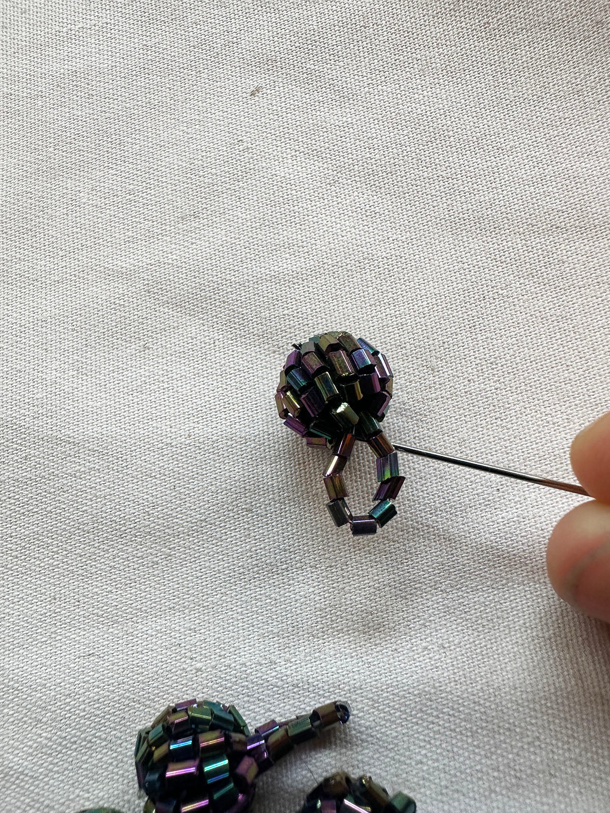 Peacock Irridscent Beaded Ball Buttons Per Button - L'Etoffe Fabrics LLC