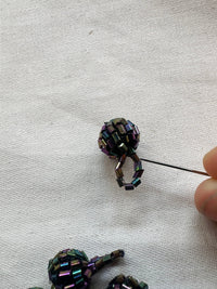 Peacock Irridscent Beaded Ball Buttons Per Button - L'Etoffe Fabrics LLC
