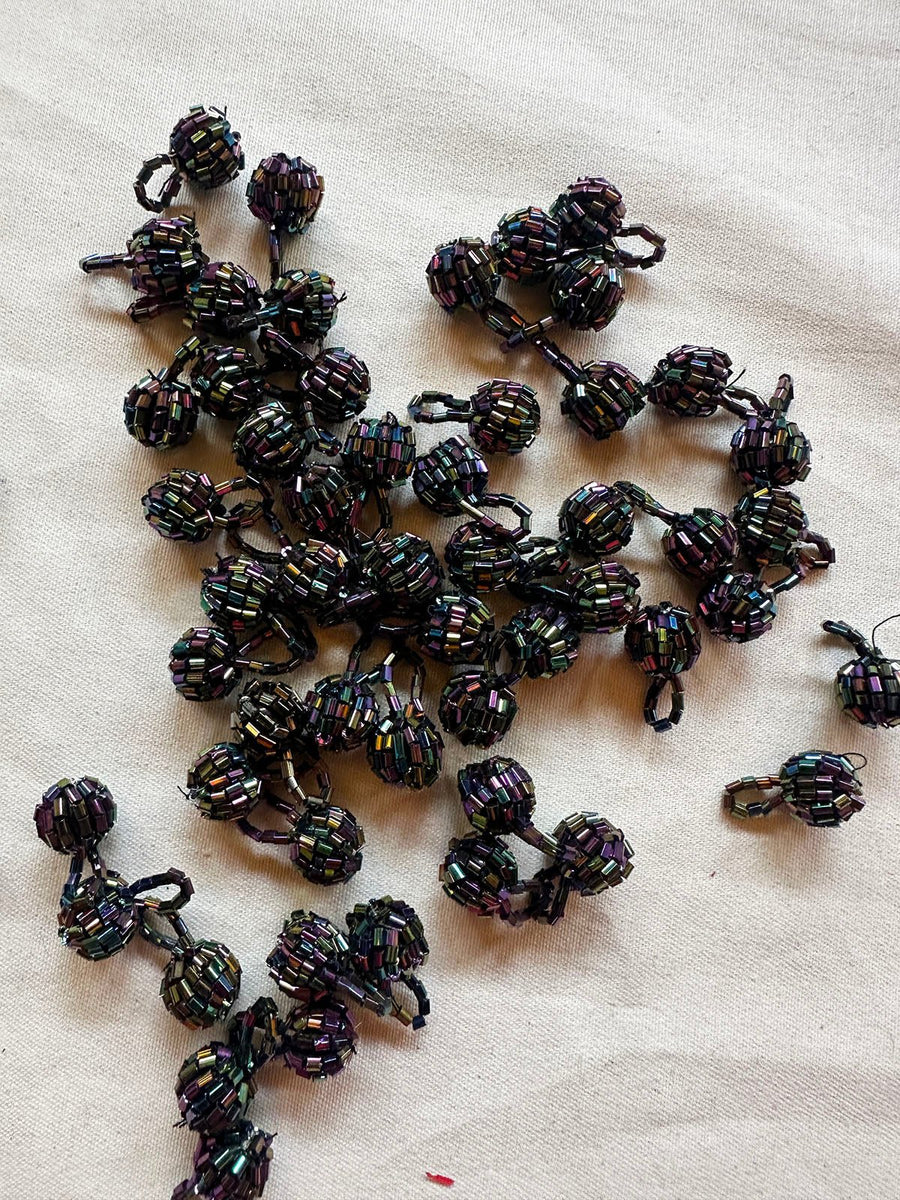 Peacock Irridscent Beaded Ball Buttons Per Button - L'Etoffe Fabrics LLC