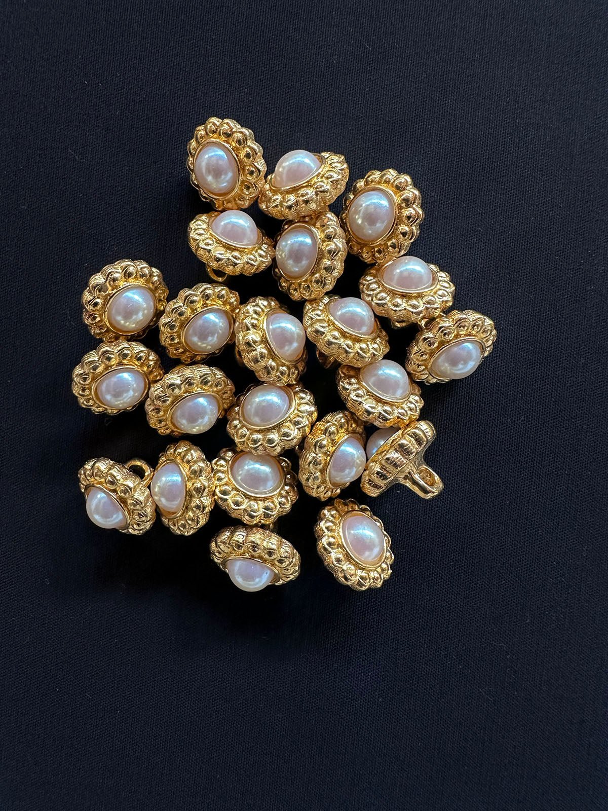 Pearl Floral Gold Shank Buttons - L'Etoffe Fabrics LLC