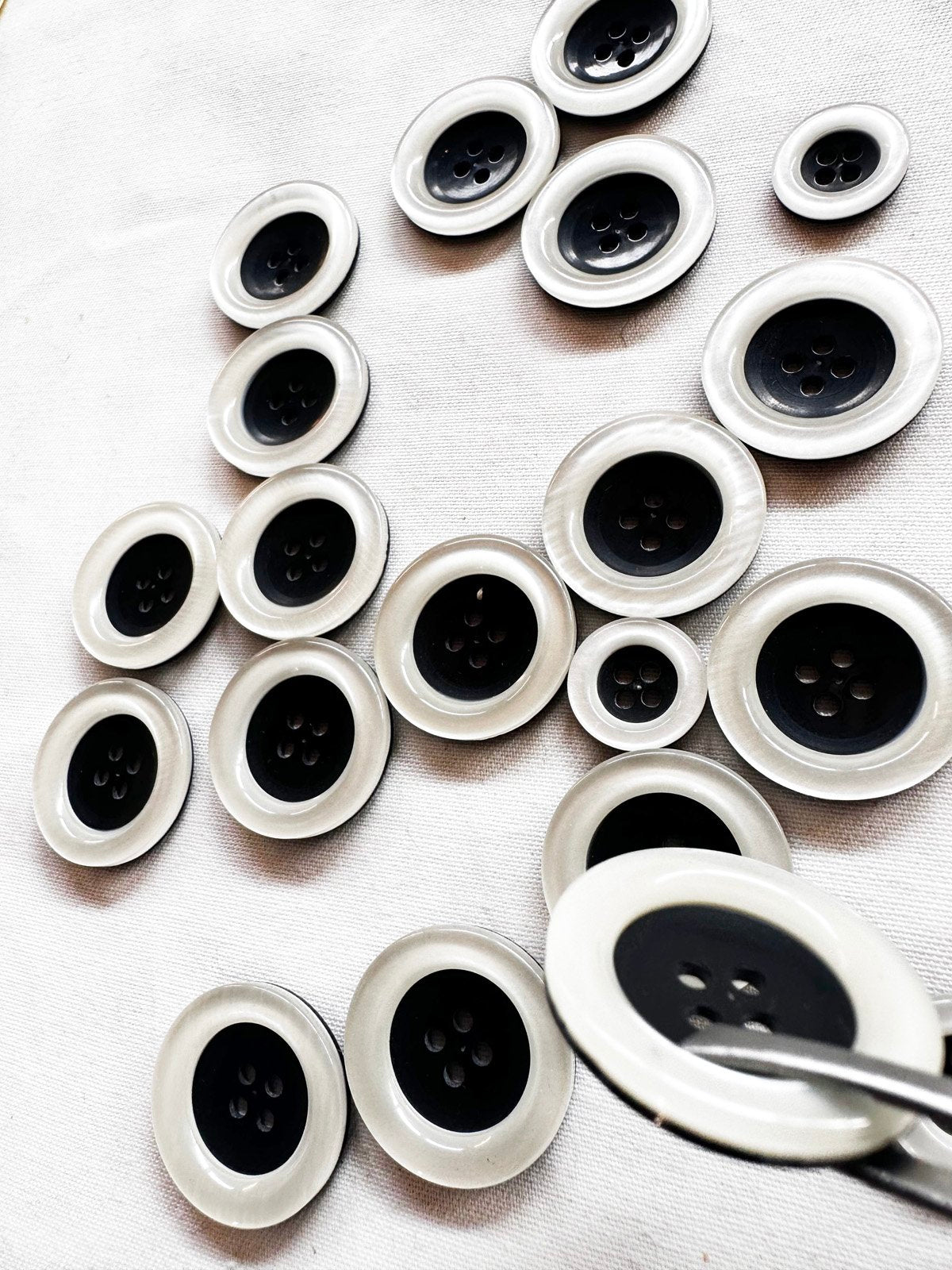 Pearly Edge Black Buttons - L'Etoffe Fabrics LLC