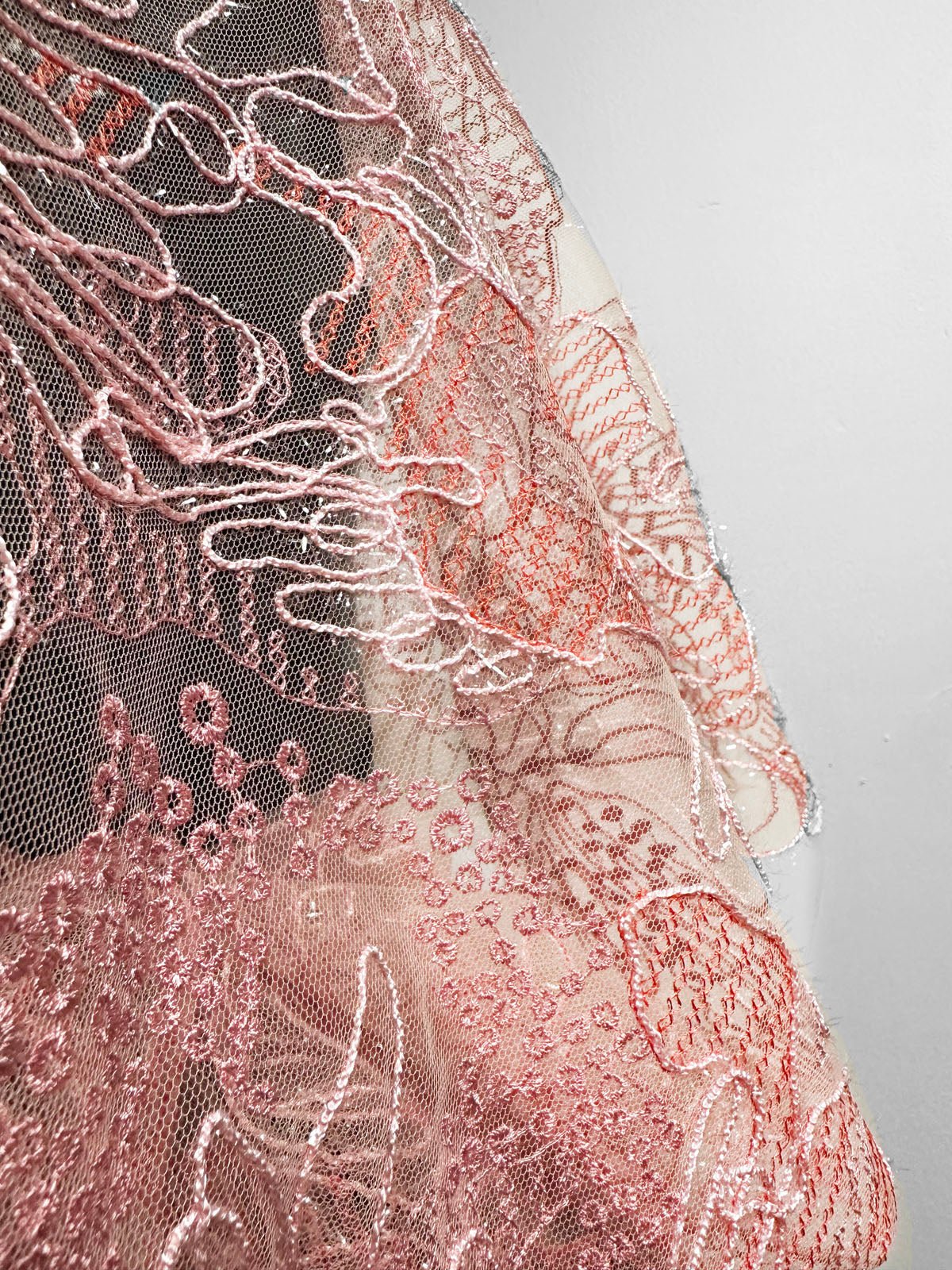 Pink Sea Sponge Embroidered Tulle - L'Etoffe Fabrics LLC