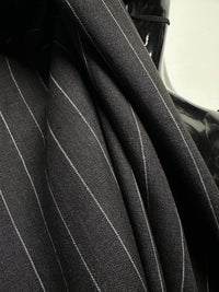 Precut Italian Summer Charcoal Linen Pinstripe - L'Etoffe Fabrics LLC