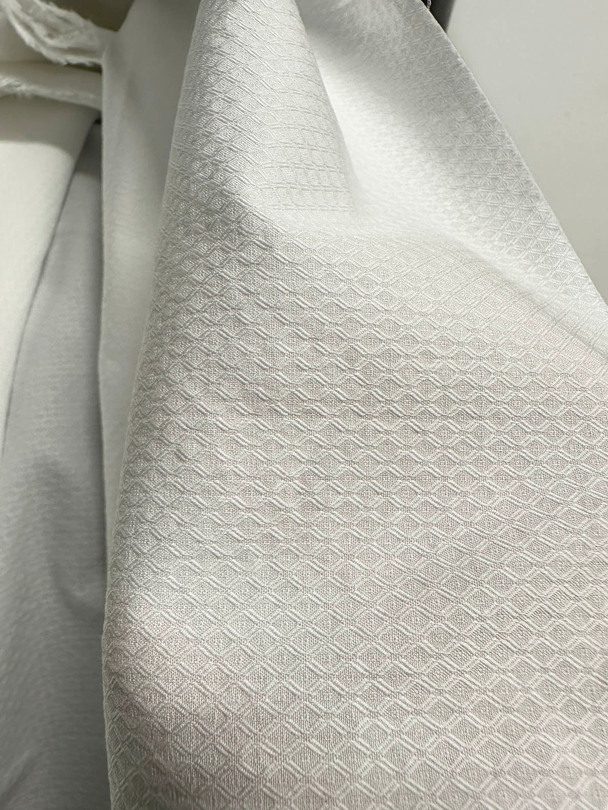 Premium Canclini Fine White Cotton Diamond Dobby - L'Etoffe Fabrics LLC