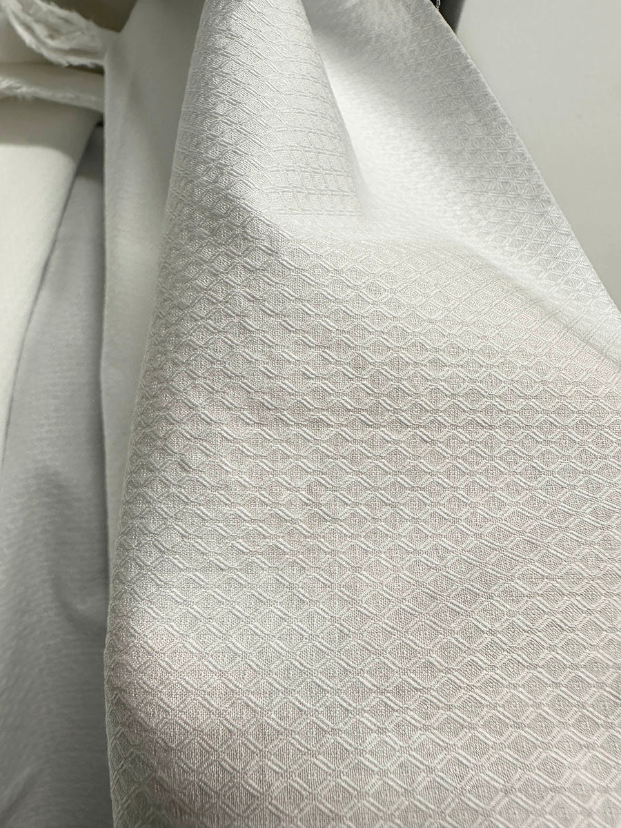 Premium Canclini Fine White Cotton Diamond Dobby - L'Etoffe Fabrics LLC