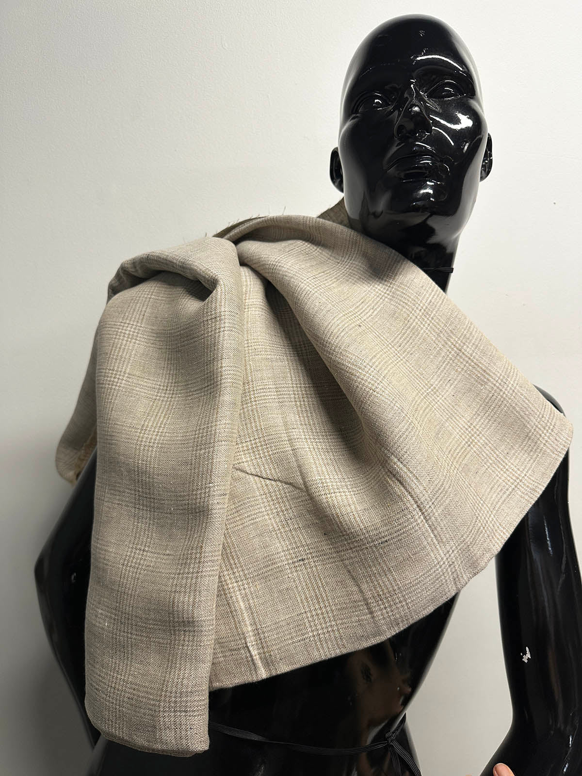 Premium Honey Wheat Glenplaid Linen Summer Suiting - L'Etoffe Fabrics LLC