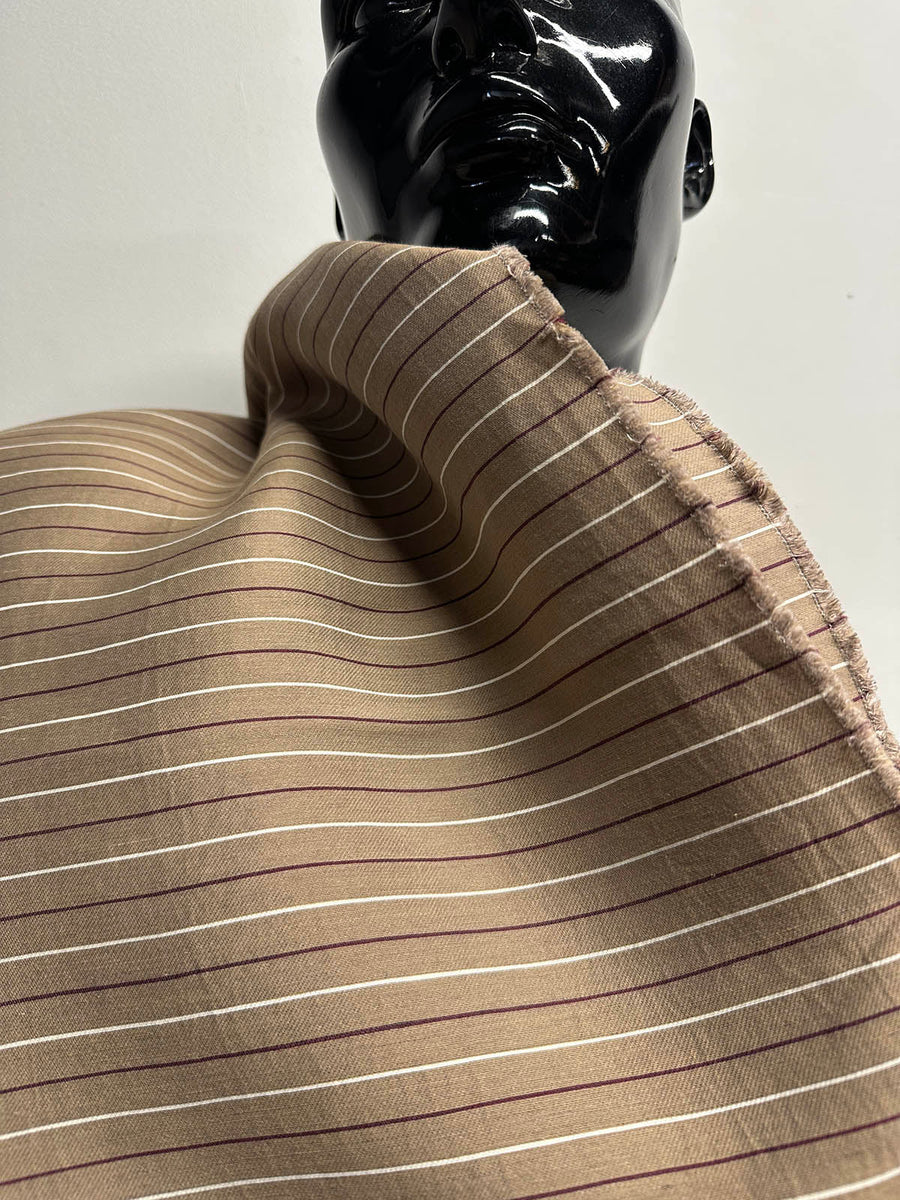 Premium Sculptural Linen Pinstripe Shirting - L'Etoffe Fabrics LLC