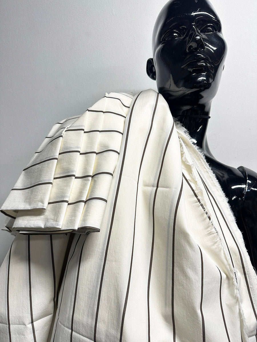 Premium Summer Cotton Brown Stripe - L'Etoffe Fabrics LLC