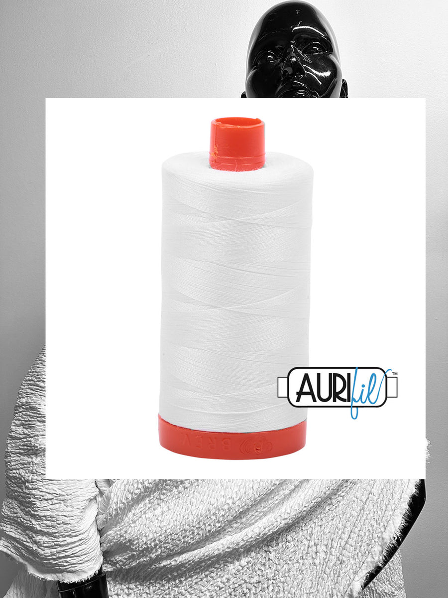 Aurifil 50wt Bright White Cotton Thread Large Spool 1422 Yards