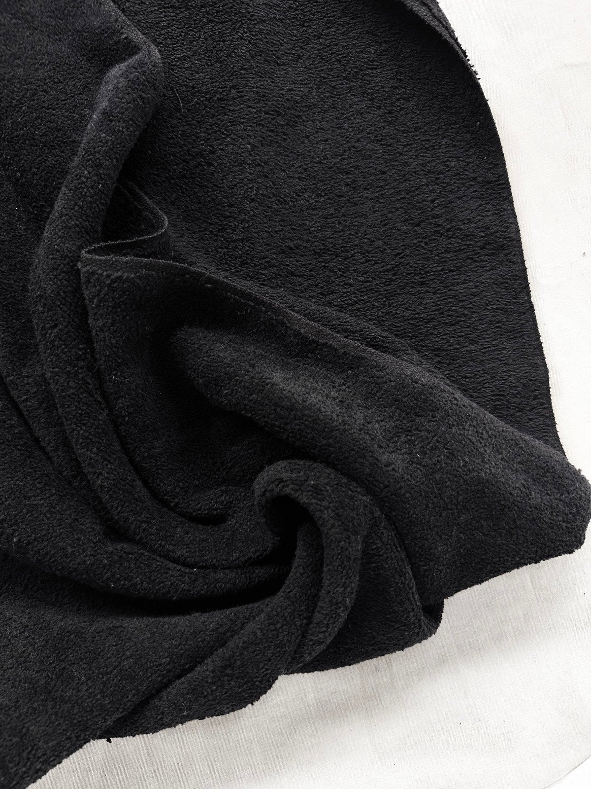 Real Black Terry Toweling - L'Etoffe Fabrics LLC