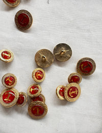 Red Gold Anchor Buttons - L'Etoffe Fabrics LLC