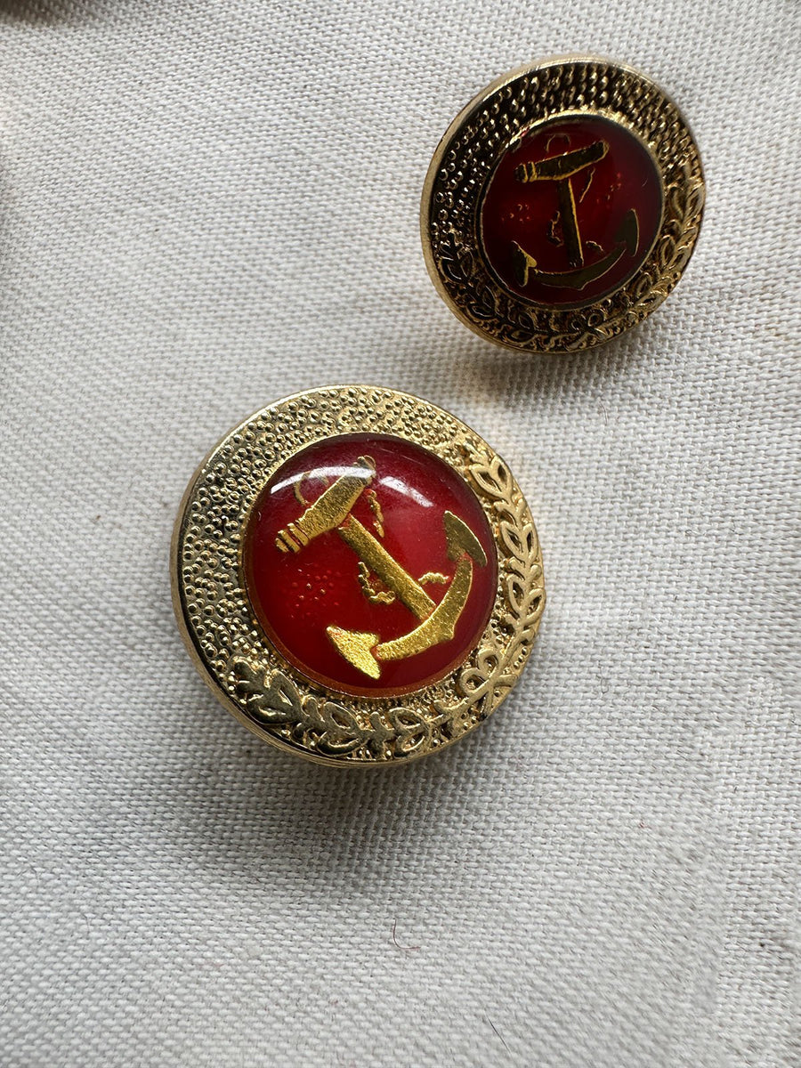 Red Gold Anchor Buttons - L'Etoffe Fabrics LLC