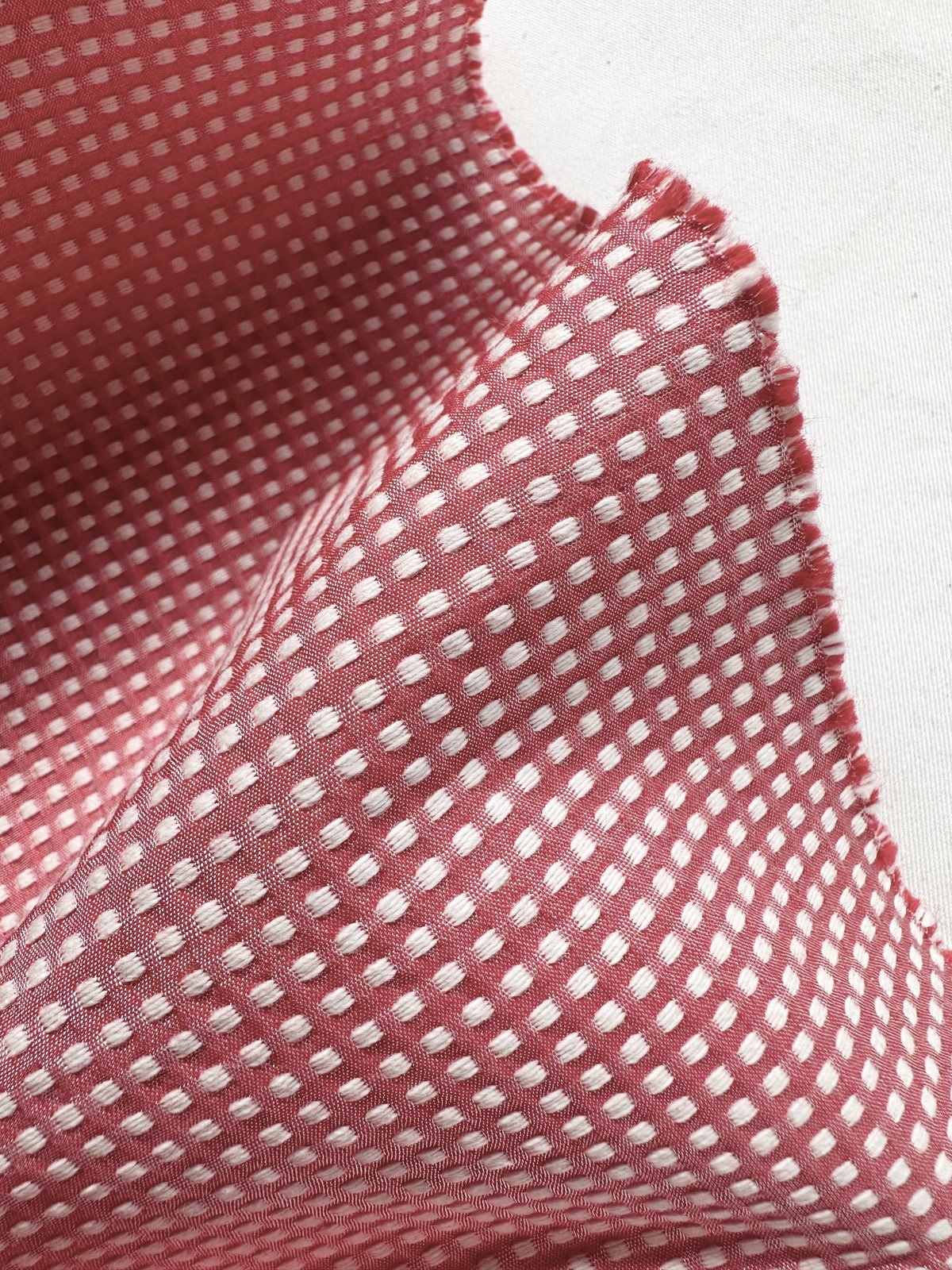 Red Seed Stitch Cotton Shirting - L'Etoffe Fabrics LLC