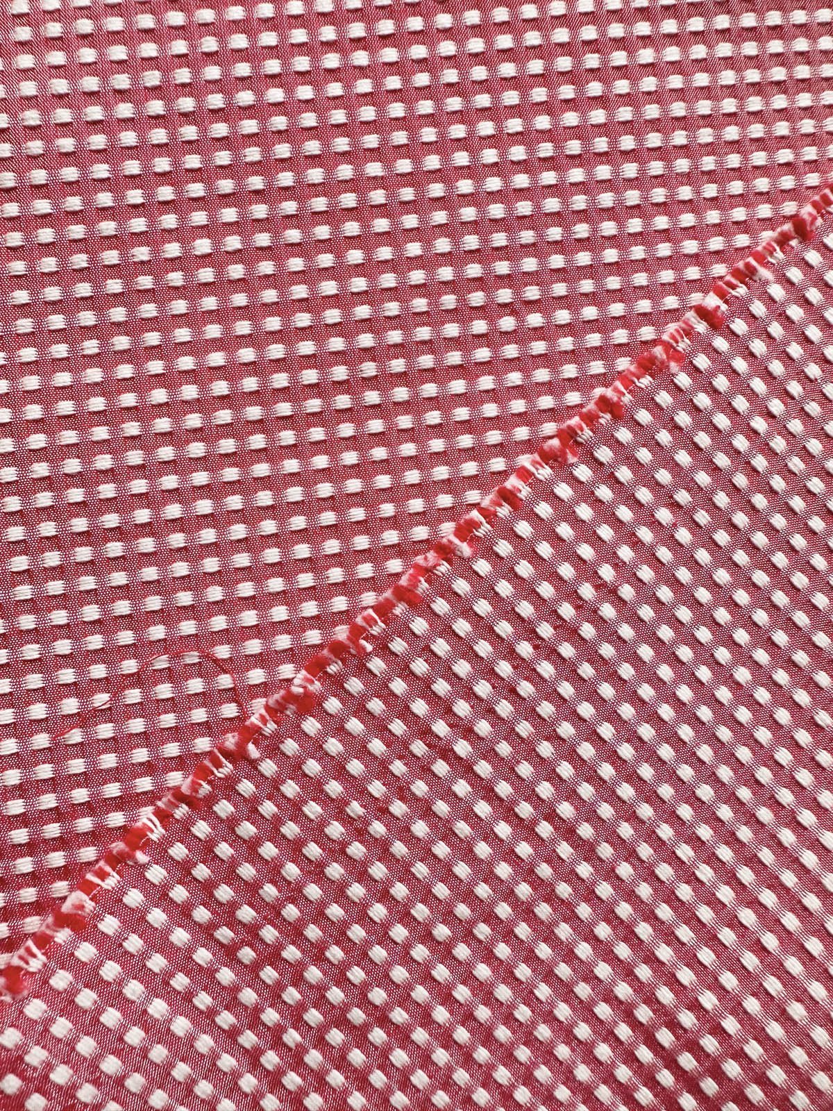 Red Seed Stitch Cotton Shirting - L'Etoffe Fabrics LLC