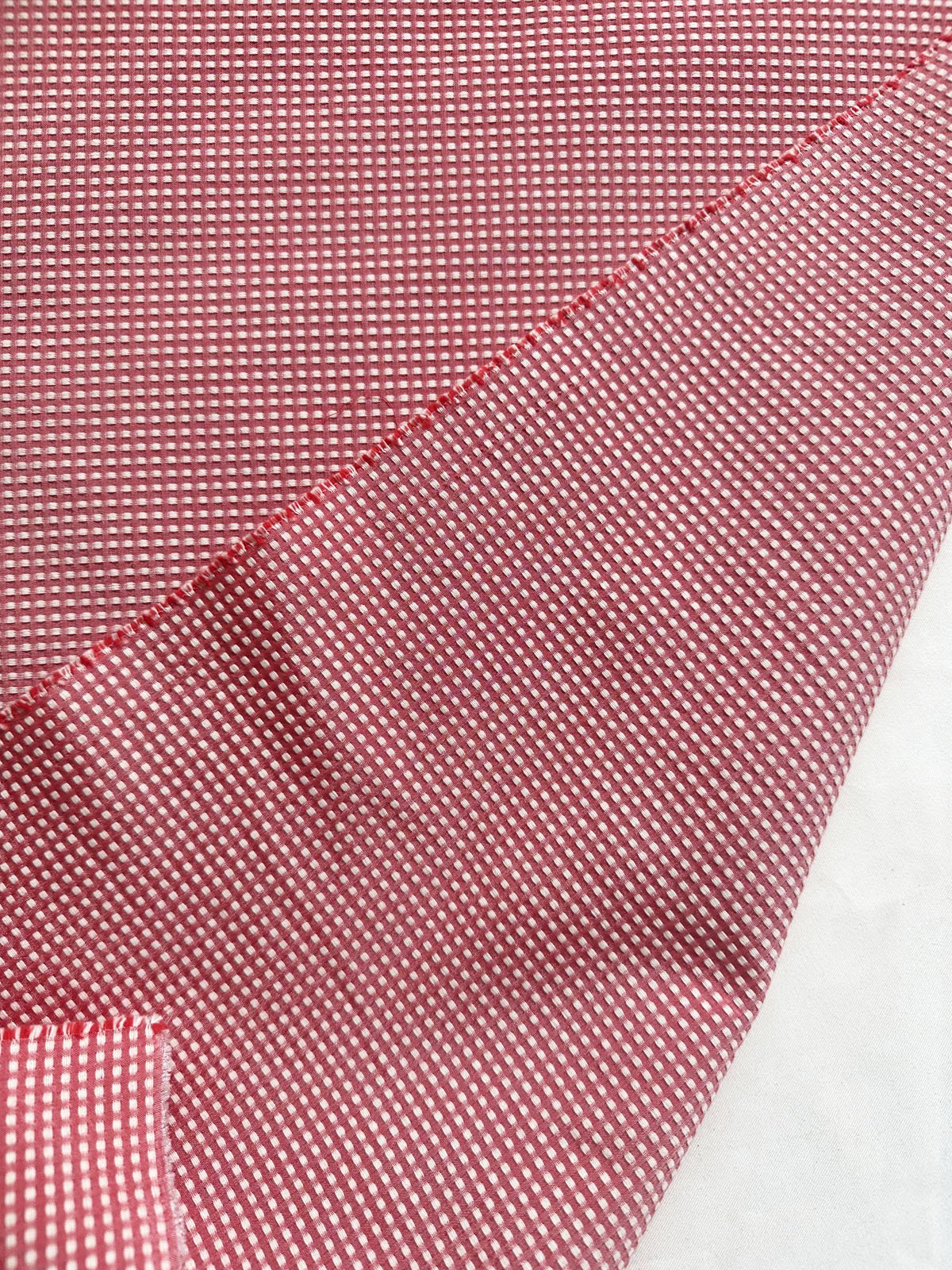 Red Seed Stitch Cotton Shirting - L'Etoffe Fabrics LLC