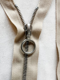 Riri Beige Separating Zipper with Matte Steel Pull Teeth - L'Etoffe Fabrics LLC