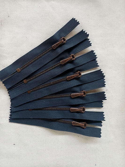 RiRi Zipper Bundle 5 count 2 3/4" Long Blue Grey - L'Etoffe Fabrics LLC