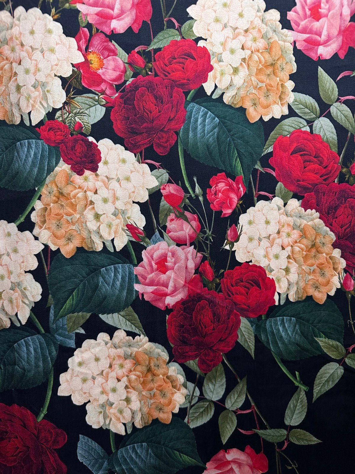 Roses And Hydrangeas Dutch Painting Floral - L'Etoffe Fabrics LLC