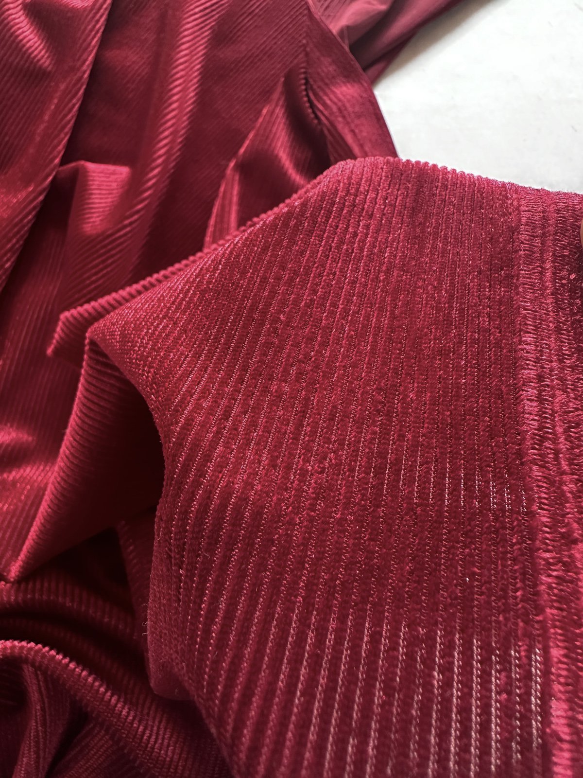 Ruby Cord Velvet Spandex - L'Etoffe Fabrics LLC