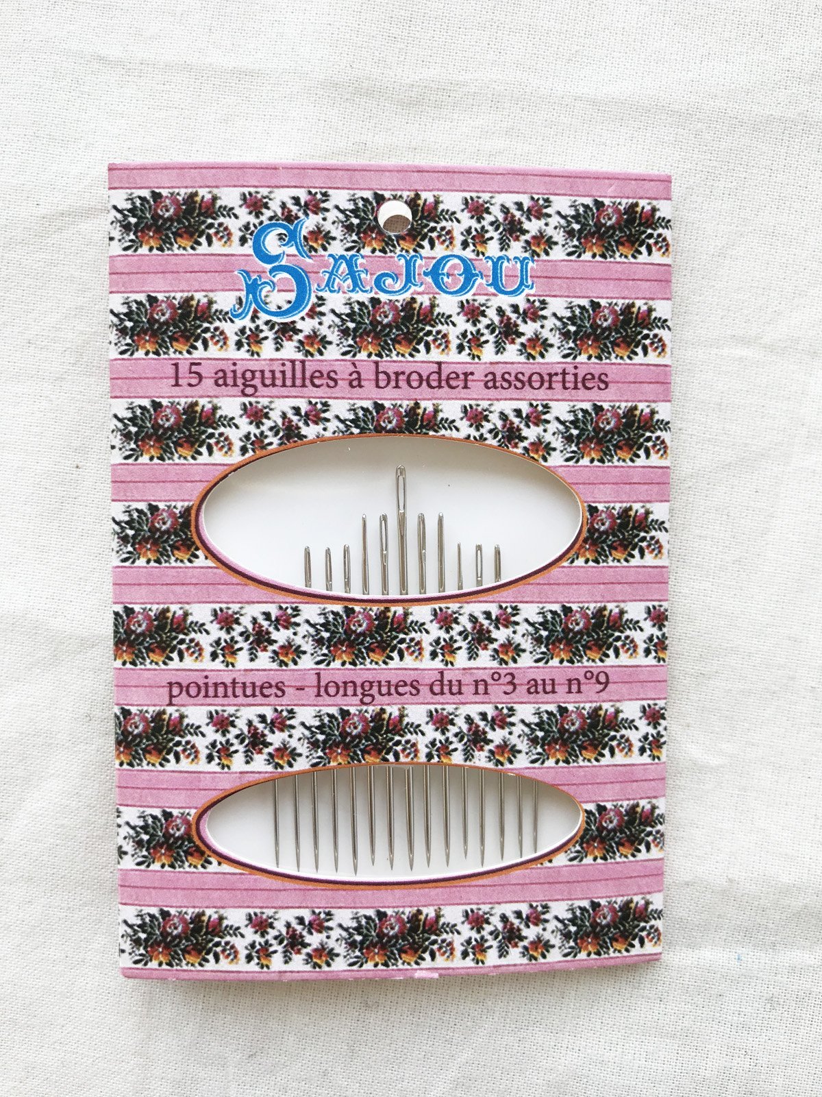 Sajou 15 Sharp Embroidery Needles size 3 to 9 - L'Etoffe Fabrics LLC