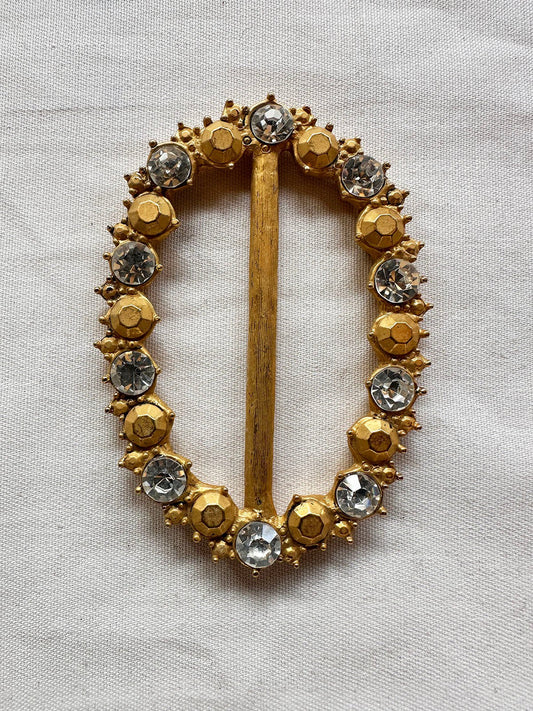 Sash Buckle Matte Gold and Rhinestone - L'Etoffe Fabrics LLC