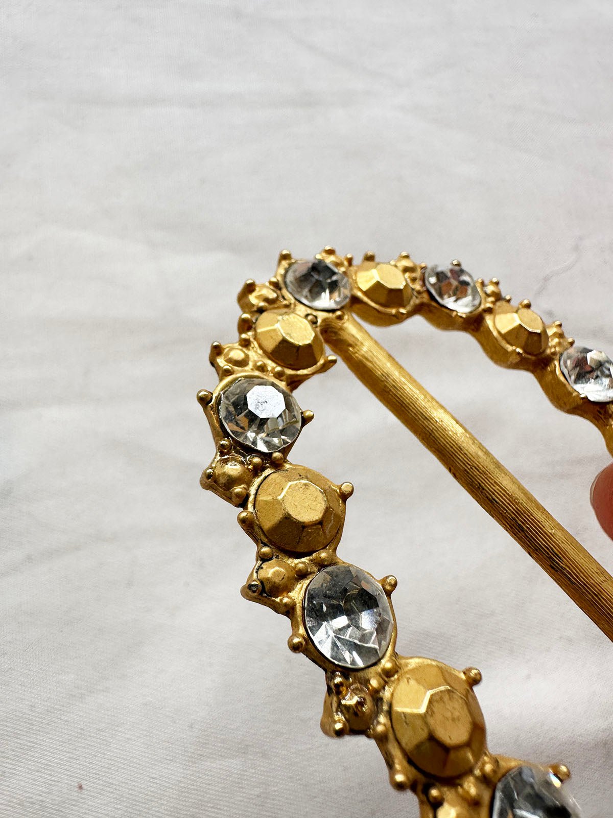 Sash Buckle Matte Gold and Rhinestone - L'Etoffe Fabrics LLC