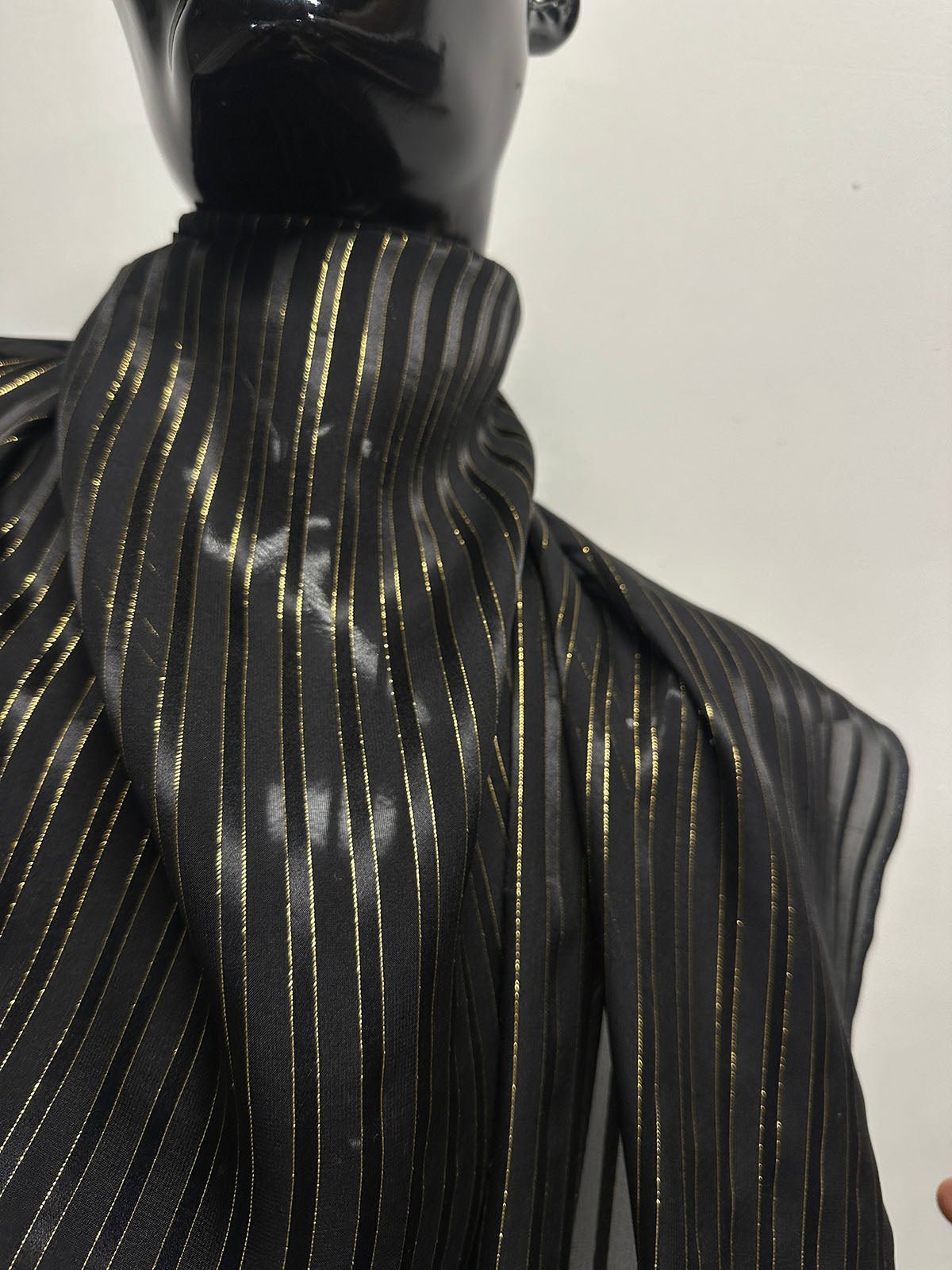 Satin Gold Pinstripe Silk - L'Etoffe Fabrics LLC