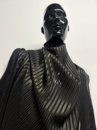 Satin Gold Pinstripe Silk - L'Etoffe Fabrics LLC