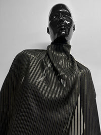 Satin Gold Pinstripe Silk - L'Etoffe Fabrics LLC