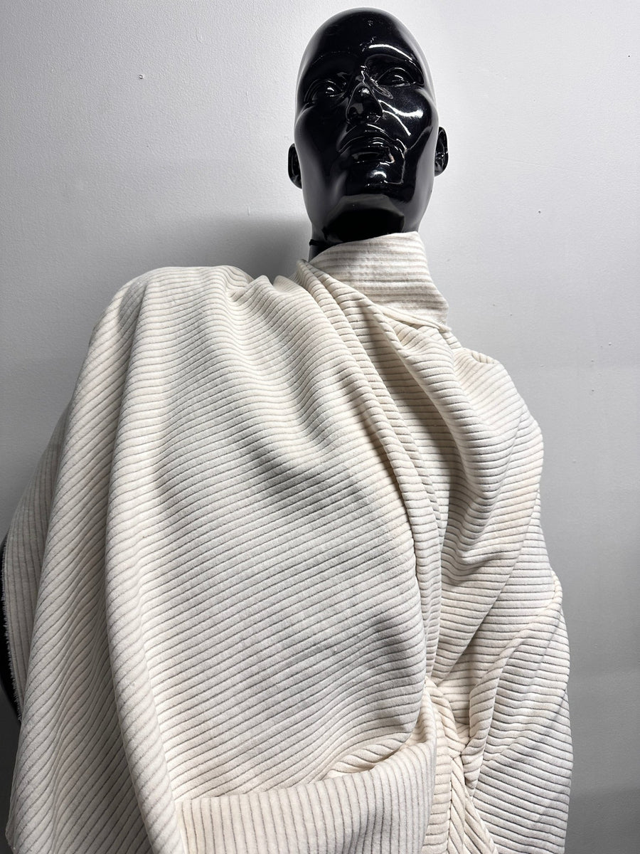 Seersucker Relaxed Snow Gray Cotton Wide Wale Corduroy - L'Etoffe Fabrics LLC