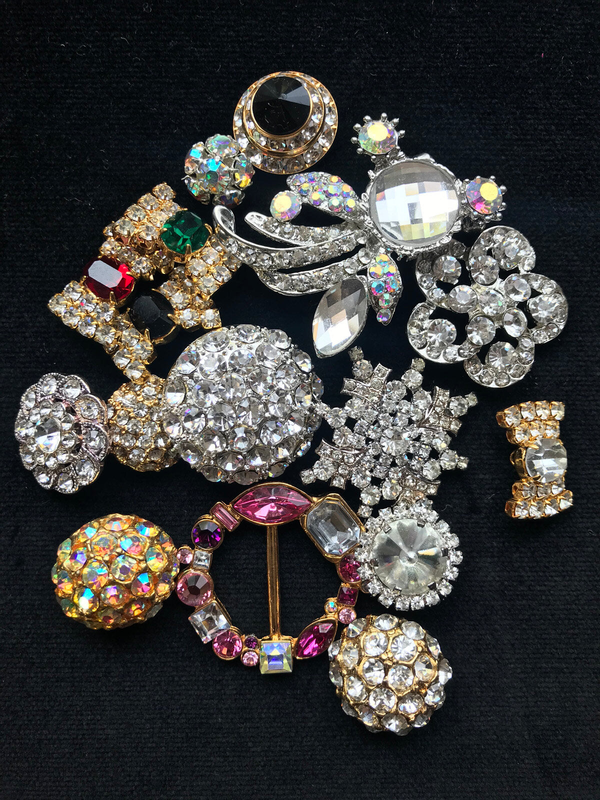 selection of beautiful rhinestone pins 