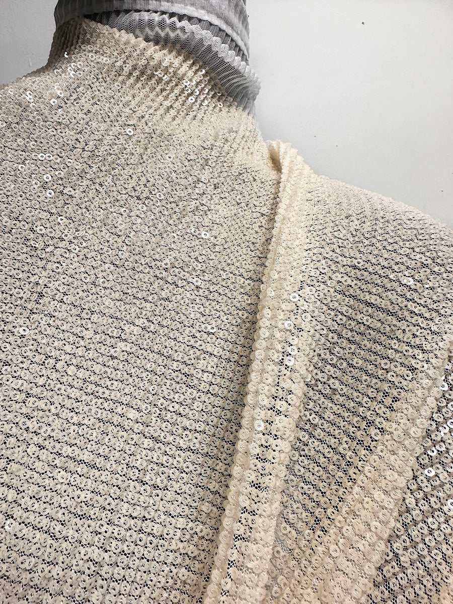 Sequined Pleated Mesh - L'Etoffe Fabrics LLC