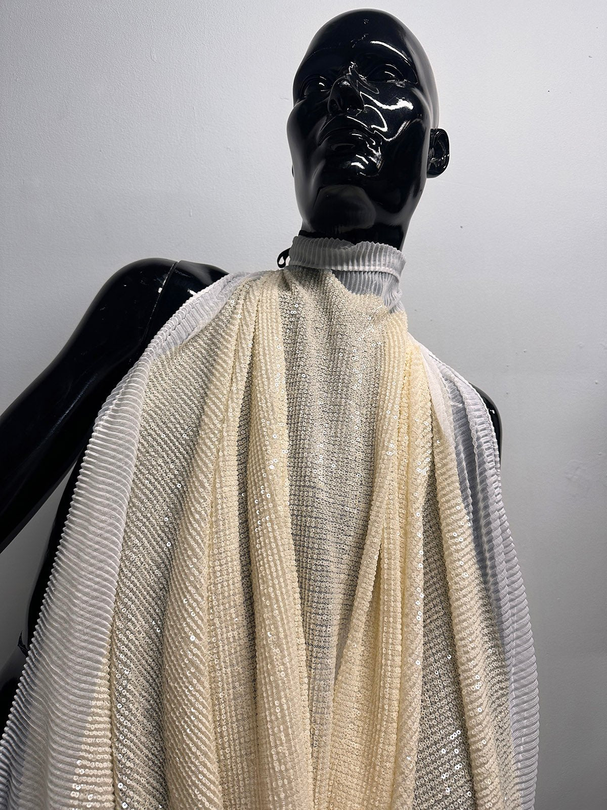 Sequined Pleated Mesh - L'Etoffe Fabrics LLC