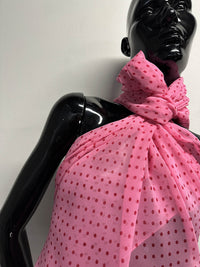 Silk Chiffon Pink Red Polka Dot - L'Etoffe Fabrics LLC