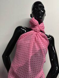 Silk Chiffon Pink Red Polka Dot - L'Etoffe Fabrics LLC
