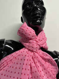 Silk Chiffon Pink Red Polka Dot - L'Etoffe Fabrics LLC