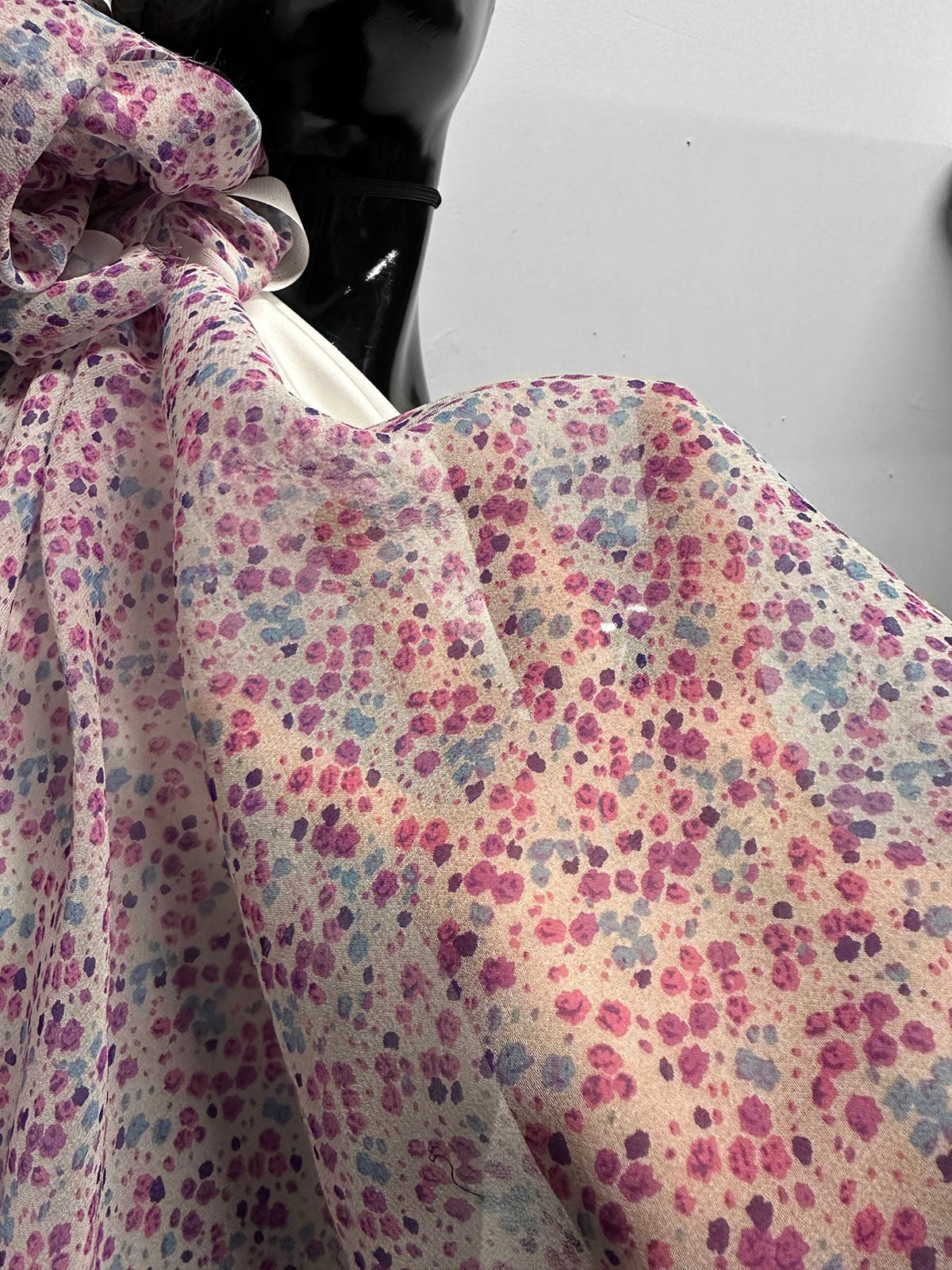 Silk Crepe Ditsy Purple Blue Floral - L'Etoffe Fabrics LLC