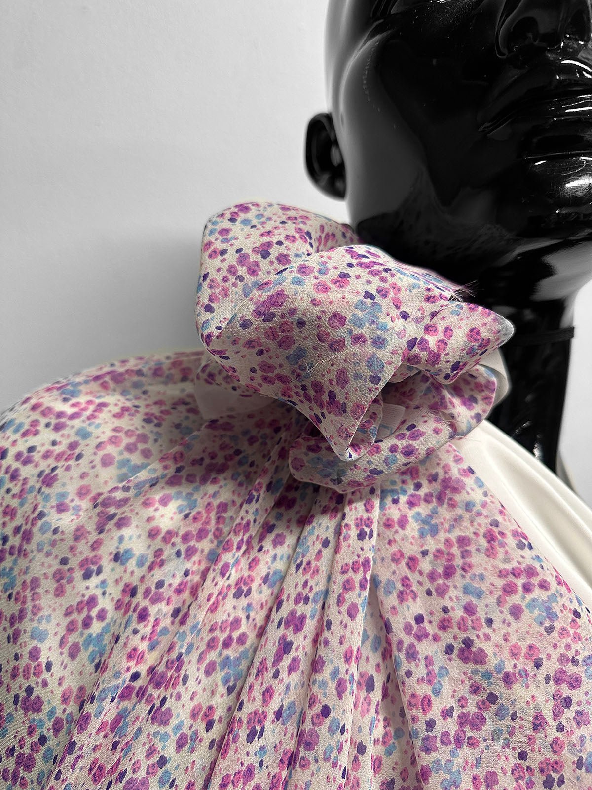 Silk Crepe Ditsy Purple Blue Floral - L'Etoffe Fabrics LLC