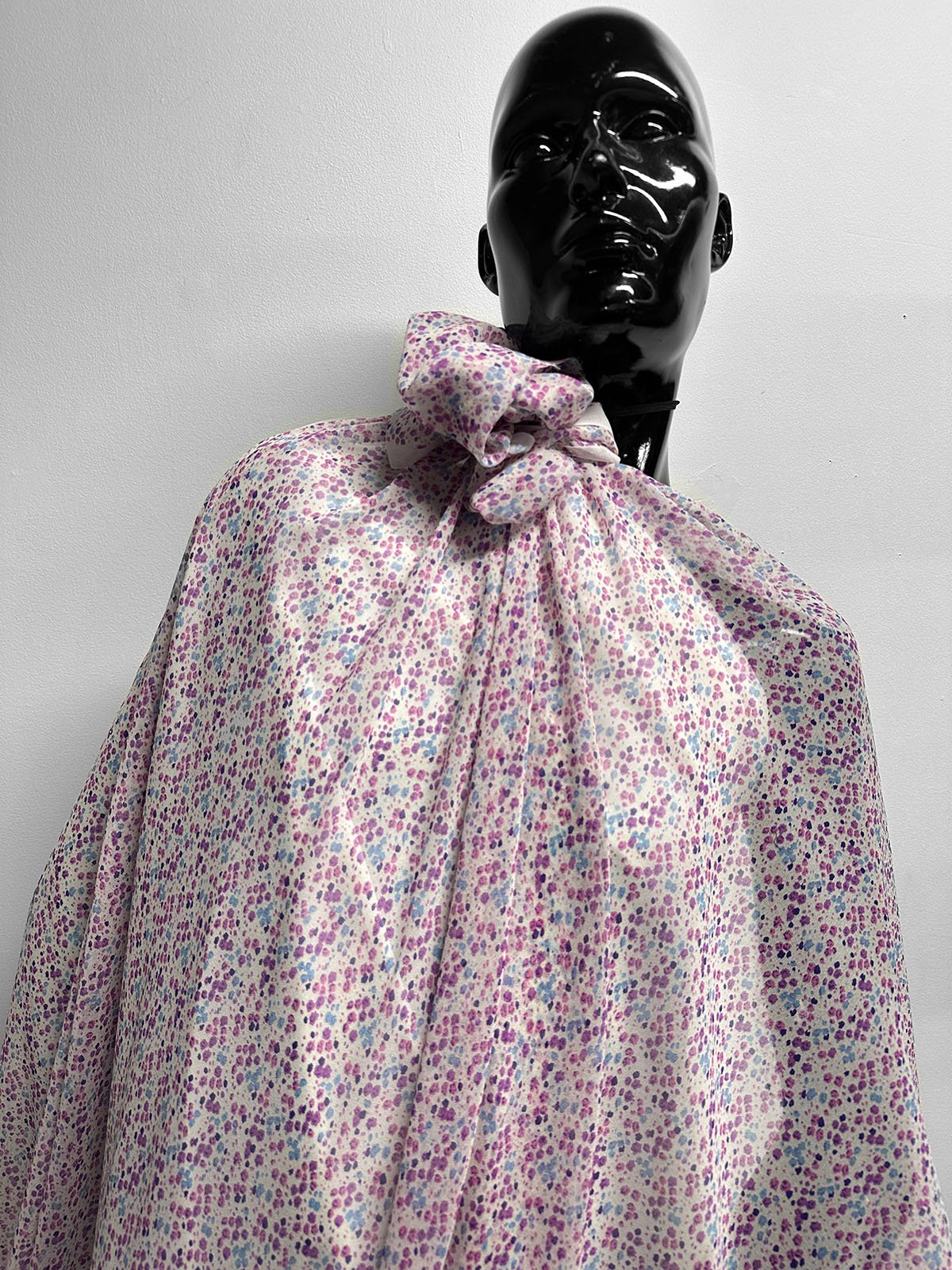 Silk Crepe Ditsy Purple Blue Floral - L'Etoffe Fabrics LLC