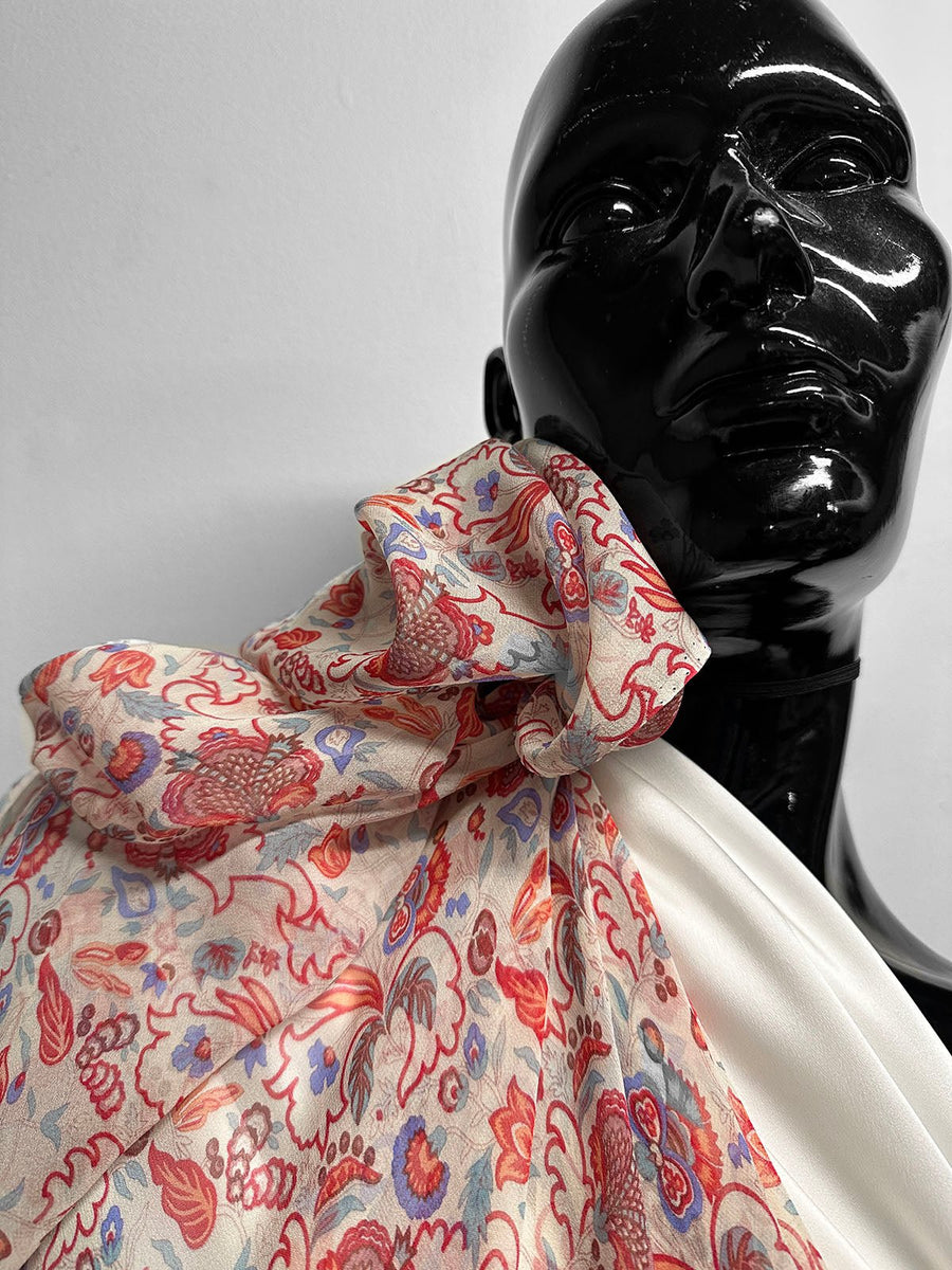 Silk Crepe Eastern Inspired Boho Floral - L'Etoffe Fabrics LLC