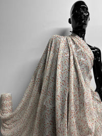 Silk Crepe Ivory Tulip Print Fabric - L'Etoffe Fabrics LLC