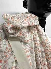 Silk Crepe Ivory Tulip Print Fabric - L'Etoffe Fabrics LLC