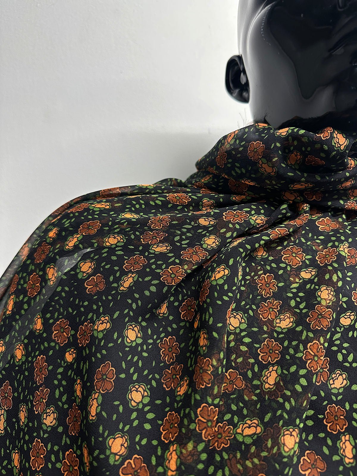 Silk Crepe Semi Sheer Earth Floral Print - L'Etoffe Fabrics LLC