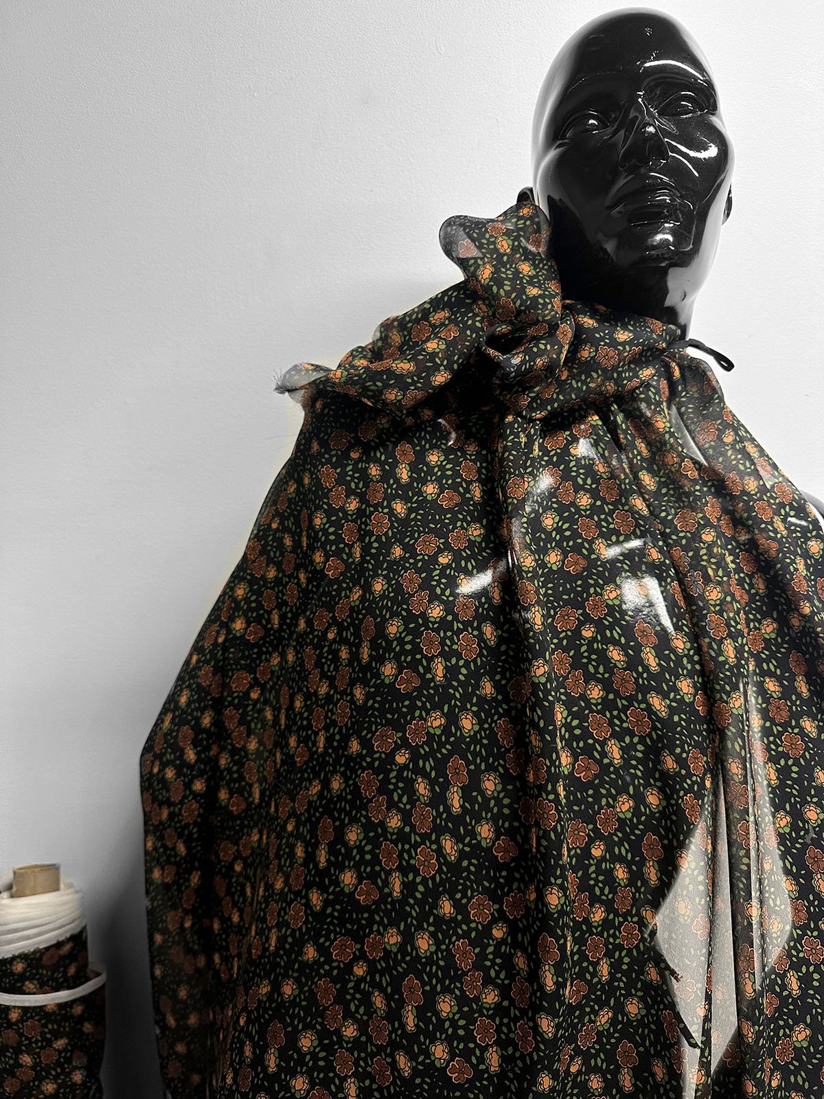 Silk Crepe Semi Sheer Earth Floral Print - L'Etoffe Fabrics LLC