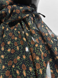 Silk Crepe Semi Sheer Earth Floral Print - L'Etoffe Fabrics LLC