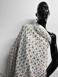 Silk Crepe Semi Sheer Rosebud Spray Print - L'Etoffe Fabrics LLC