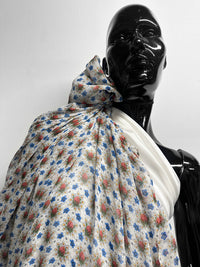 Silk Crepe Semi Sheer Rosebud Spray Print - L'Etoffe Fabrics LLC