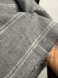 SIlk, Linen, Wool Grey Ivory Stripe Suiting - L'Etoffe Fabrics LLC